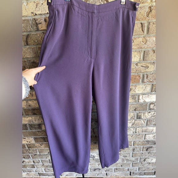 Boss Dark Purple Wide-Leg Women's Tacilana Pants Size 12 - Picture 7 of 16